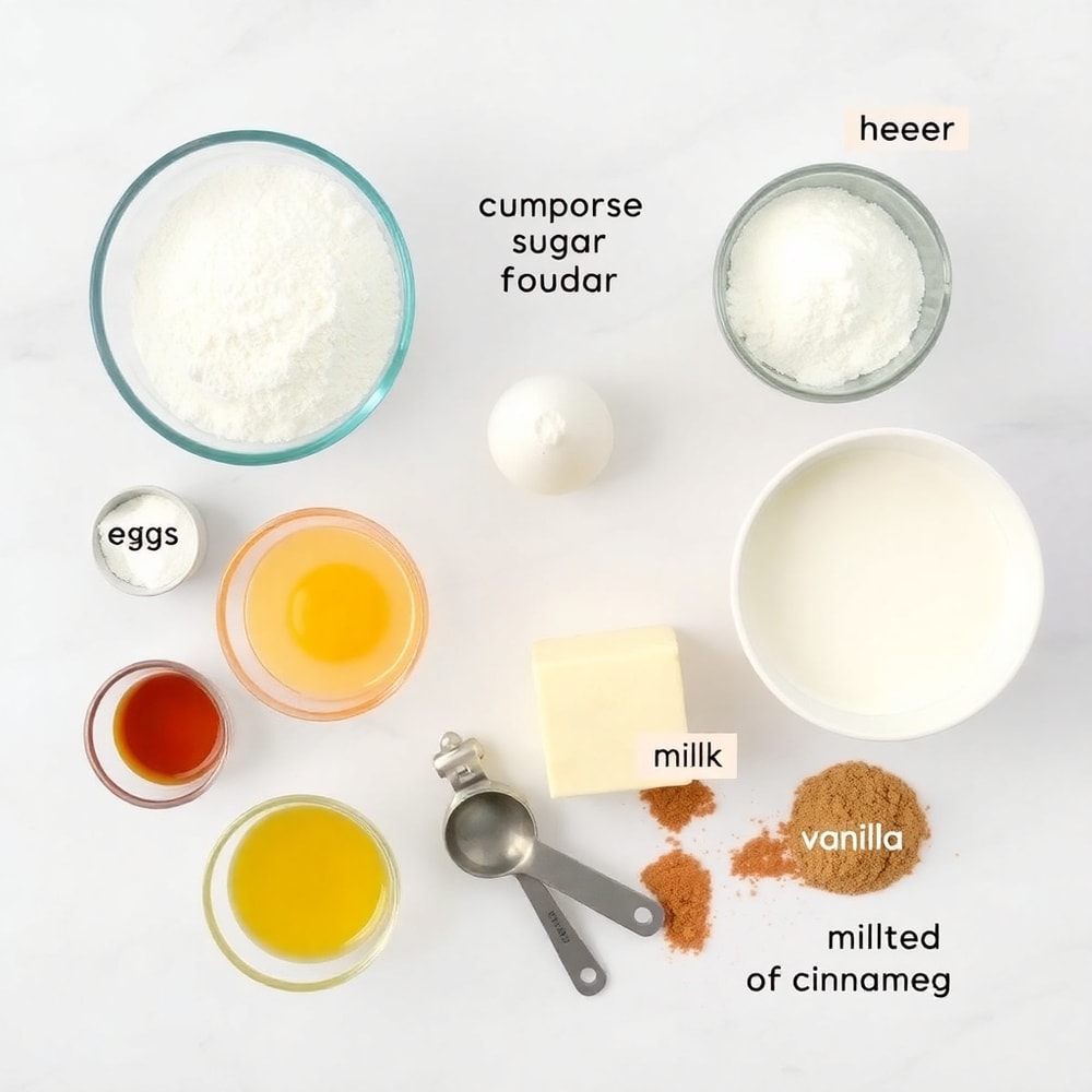 Raw ingredients for Lion Pancakes on a marble surface