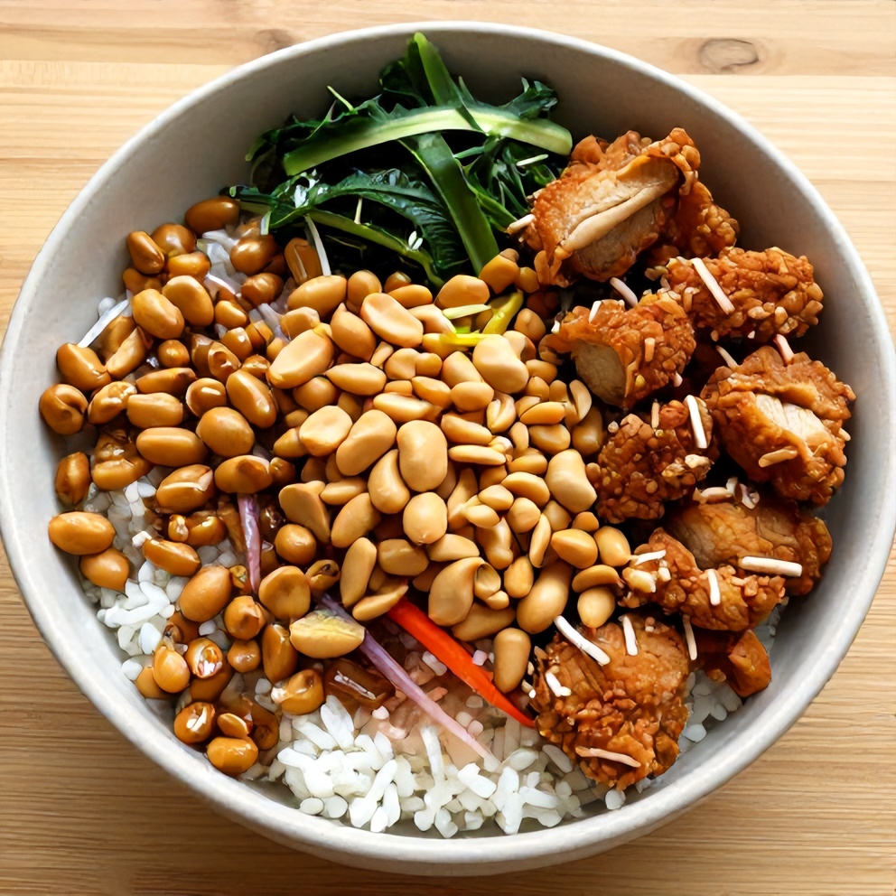 Plated Peanut Chicken Bowl