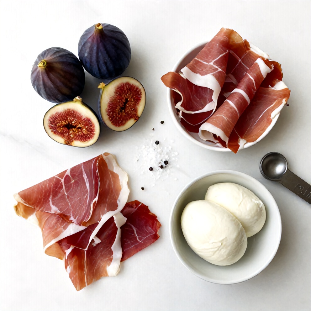 Raw Ingredients for Prosciutto-Wrapped Figs