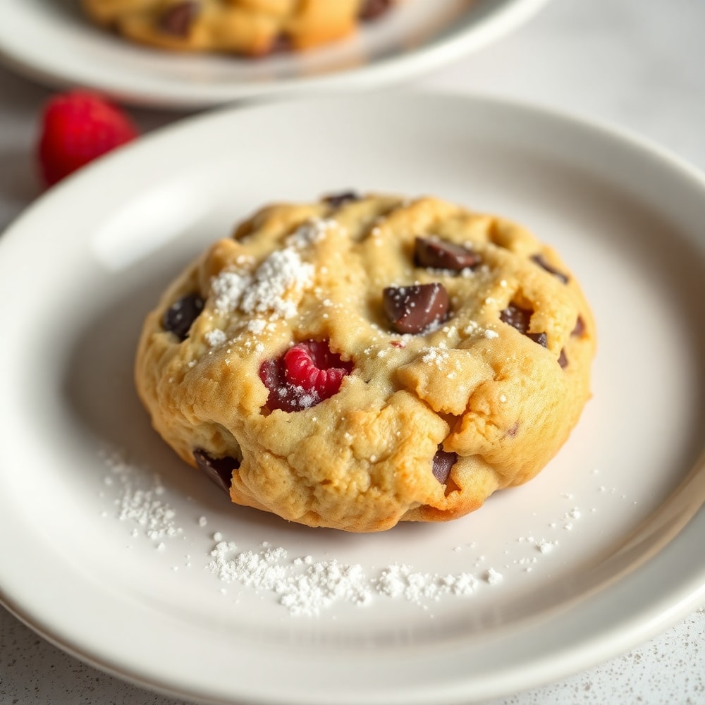 Raspberry Chocolate Chip Cookies on a cooling rack