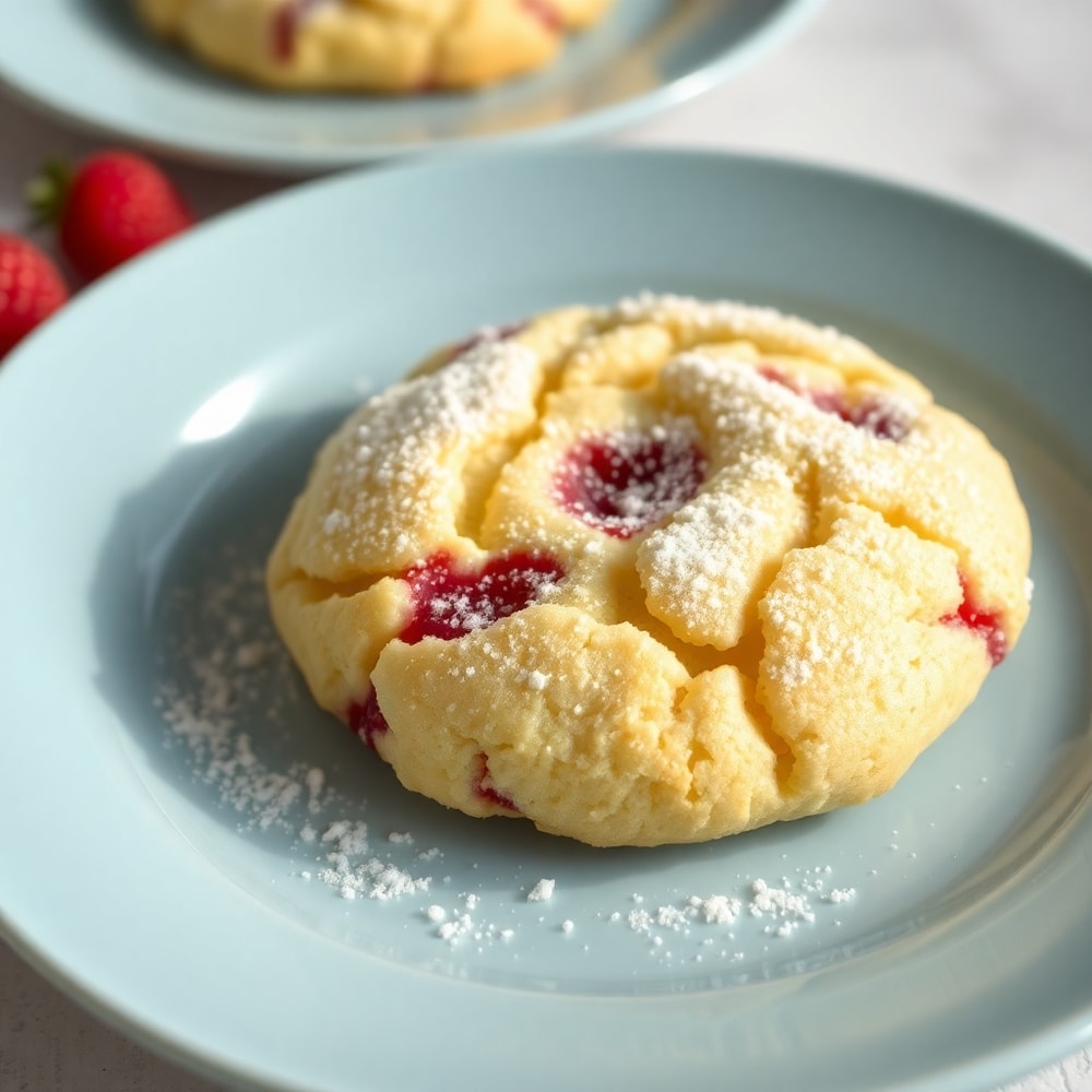 Raspberry Lemon Cookies on a light blue plate