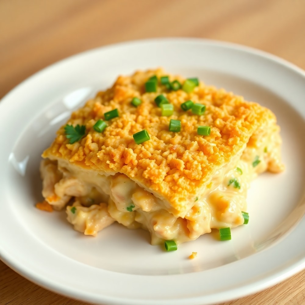 Plated Ritz Cracker Chicken Casserole