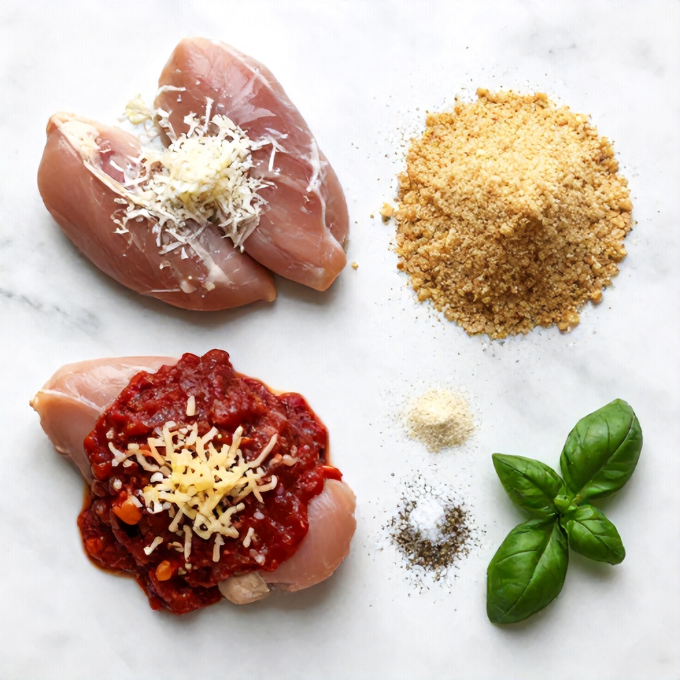 Raw ingredients for Chicken Parmesan Casserole