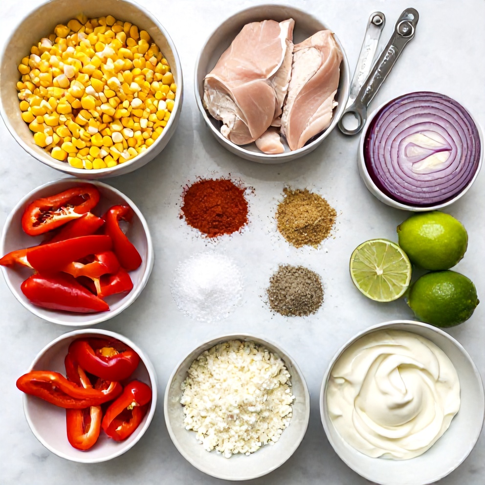 Raw Ingredients for Street Corn Chicken Bowl
