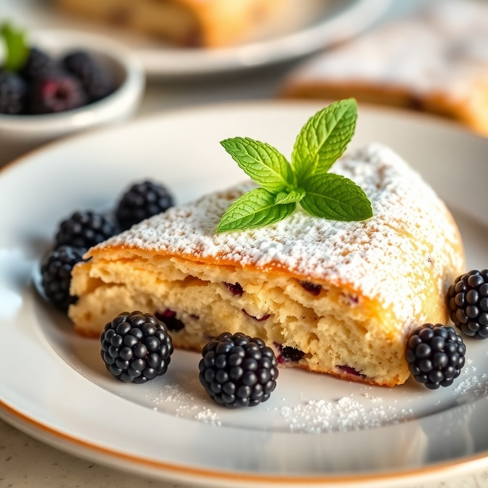 Blackberry Shortbread Wedges on a dessert plate