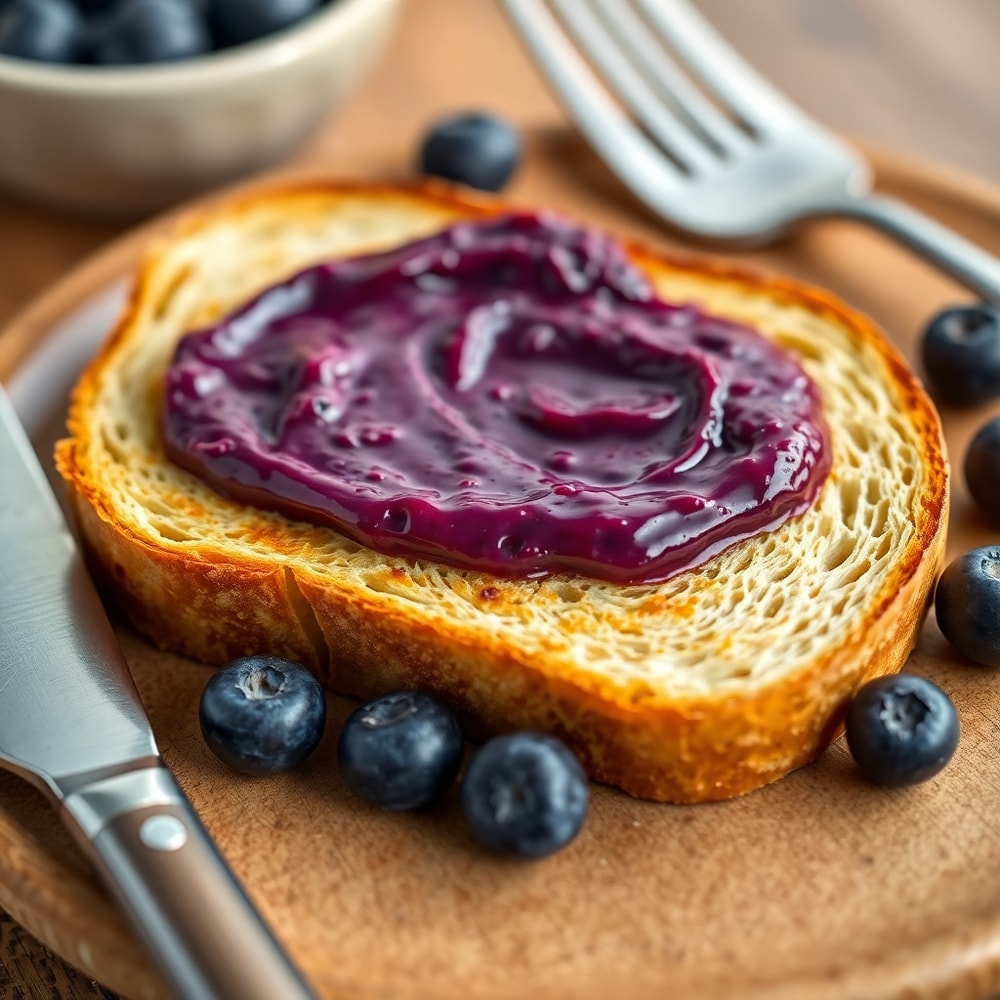 Blueberry Butter on a slice of toast