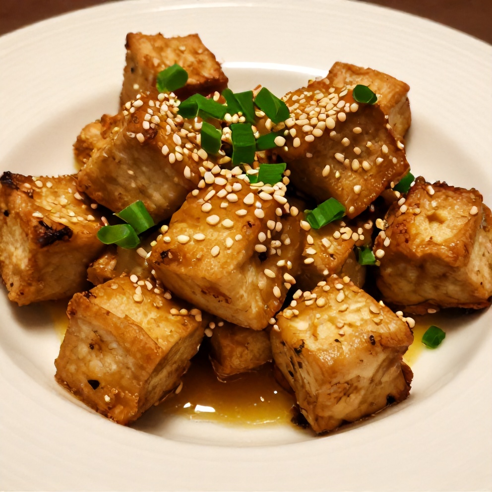Plated Coconut Lime Tofu with garnish