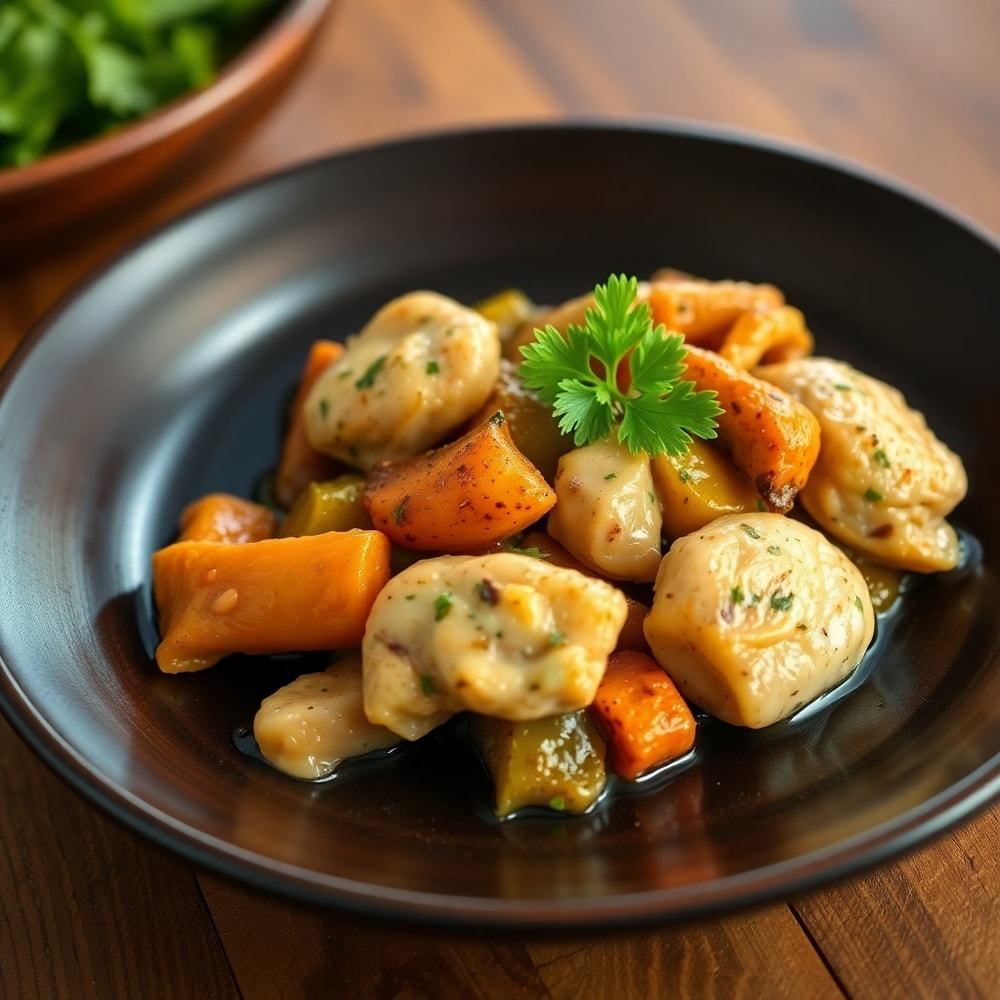 Crockpot Garlic Herb Chicken & Veggies Final Dish