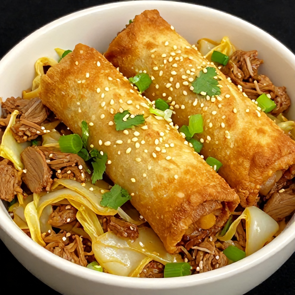 Plated serving of Crispy Egg Roll in a Bowl