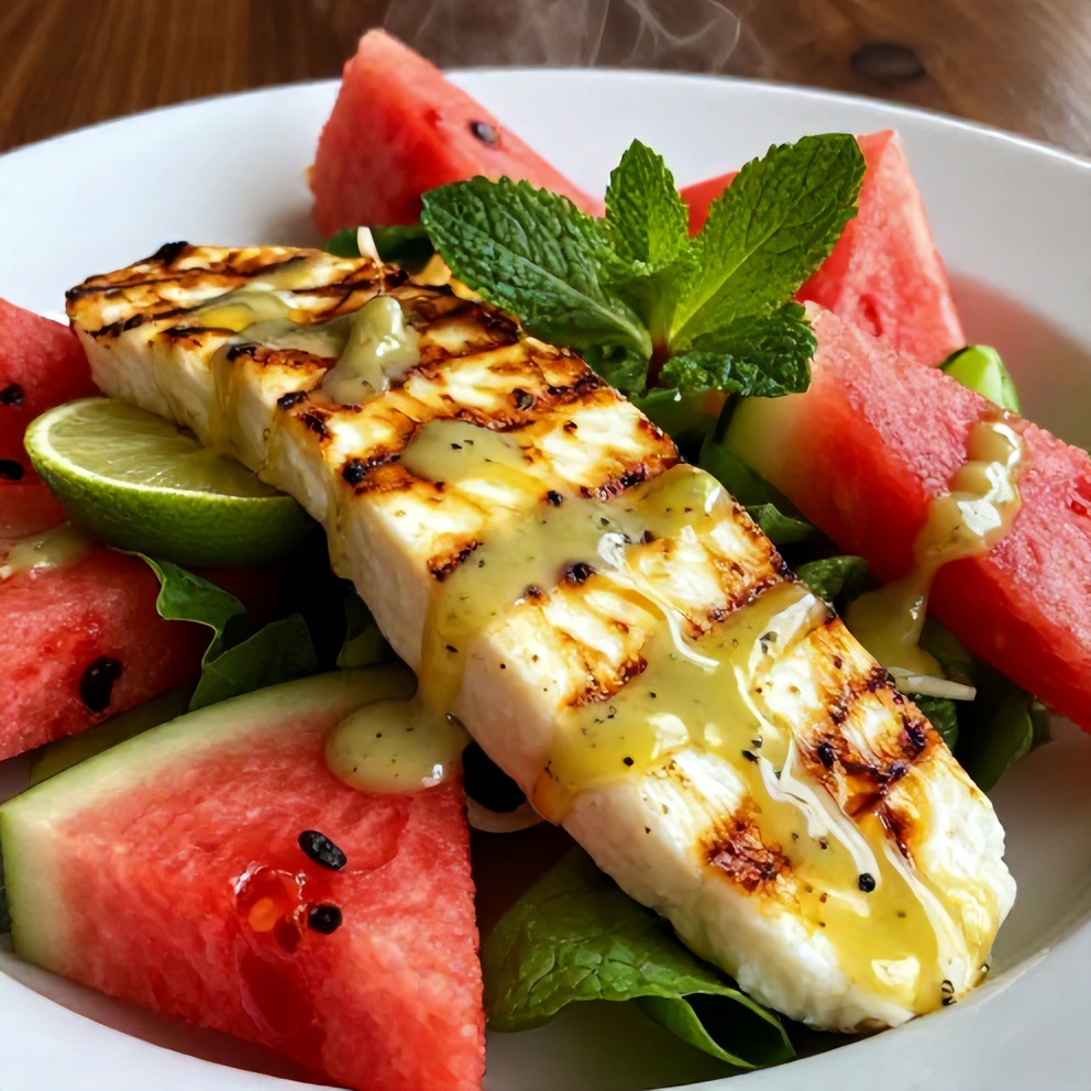 Easy Keto Grilled Halloumi and Watermelon Summer Salad