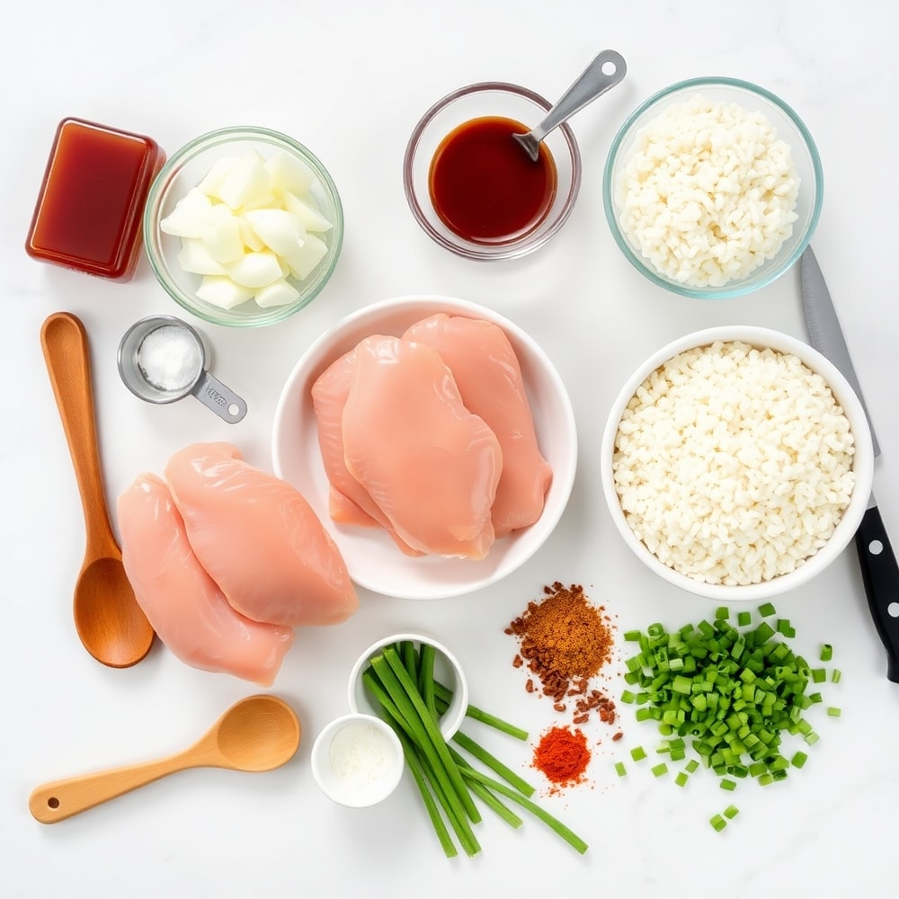 Raw ingredients for Honey BBQ Chicken and Rice