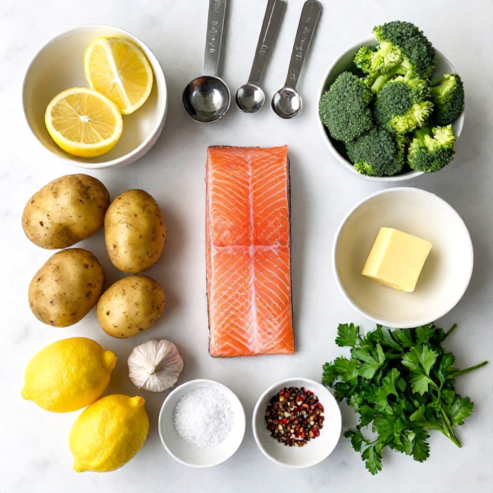 Raw ingredients for Easy Lemon Butter Salmon
