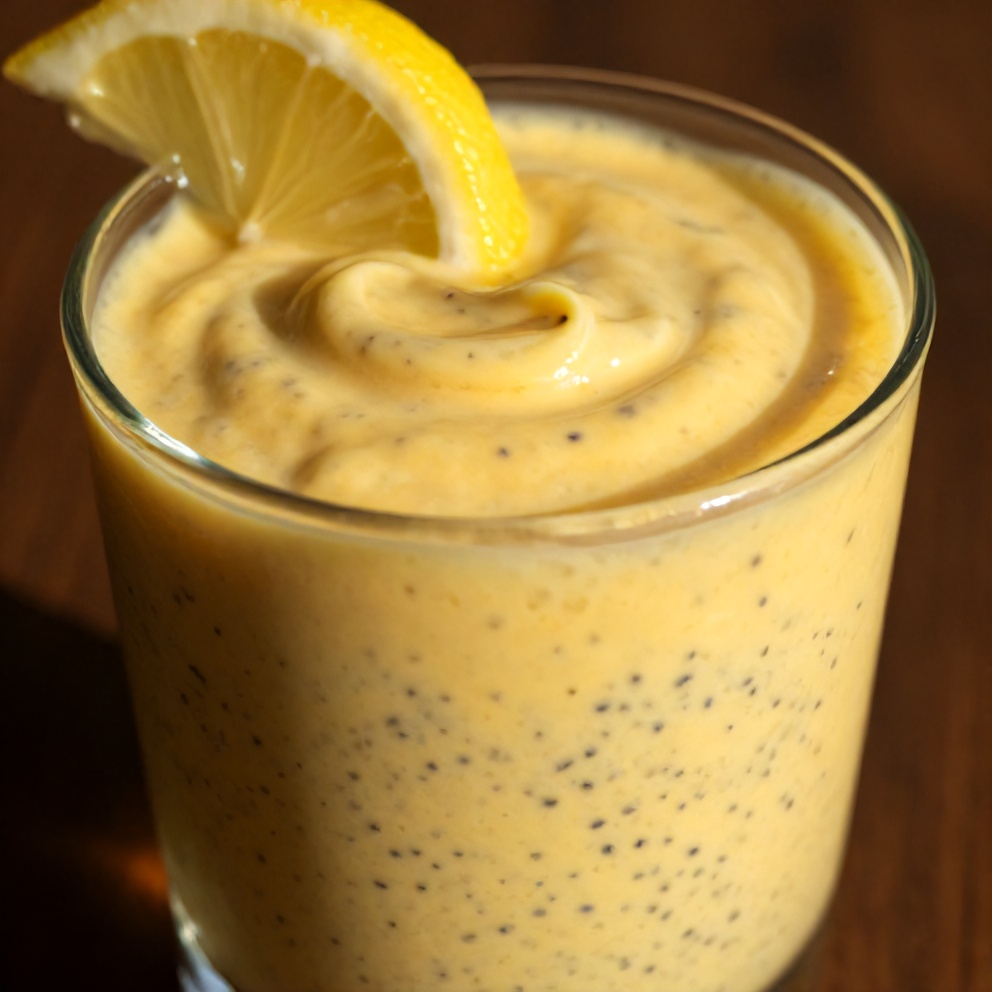 Lemon Chia Pudding served in a glass with a lemon slice