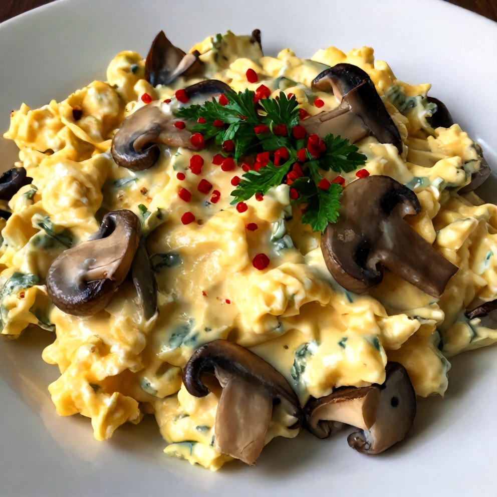 Mushroom Spinach Scrambled Eggs