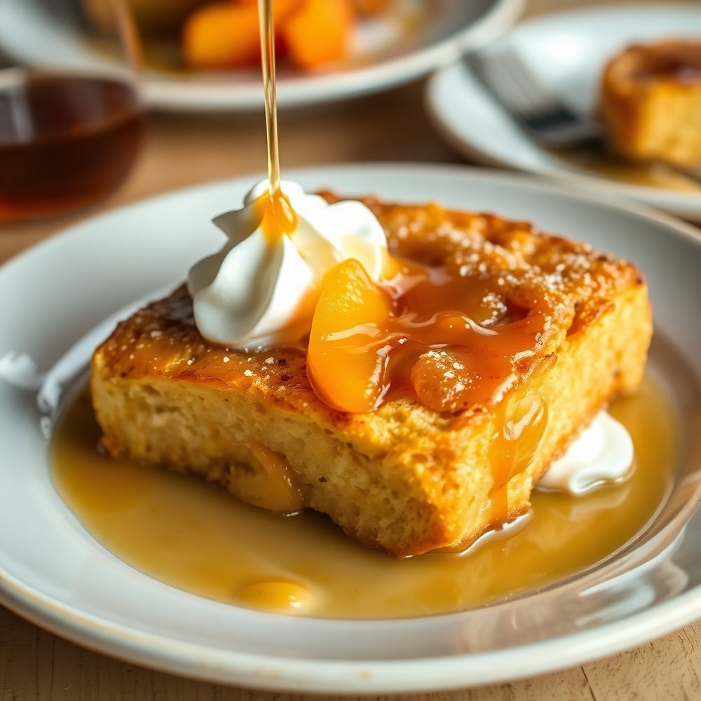 Peach Cobbler French Toast Bake Ready to Serve