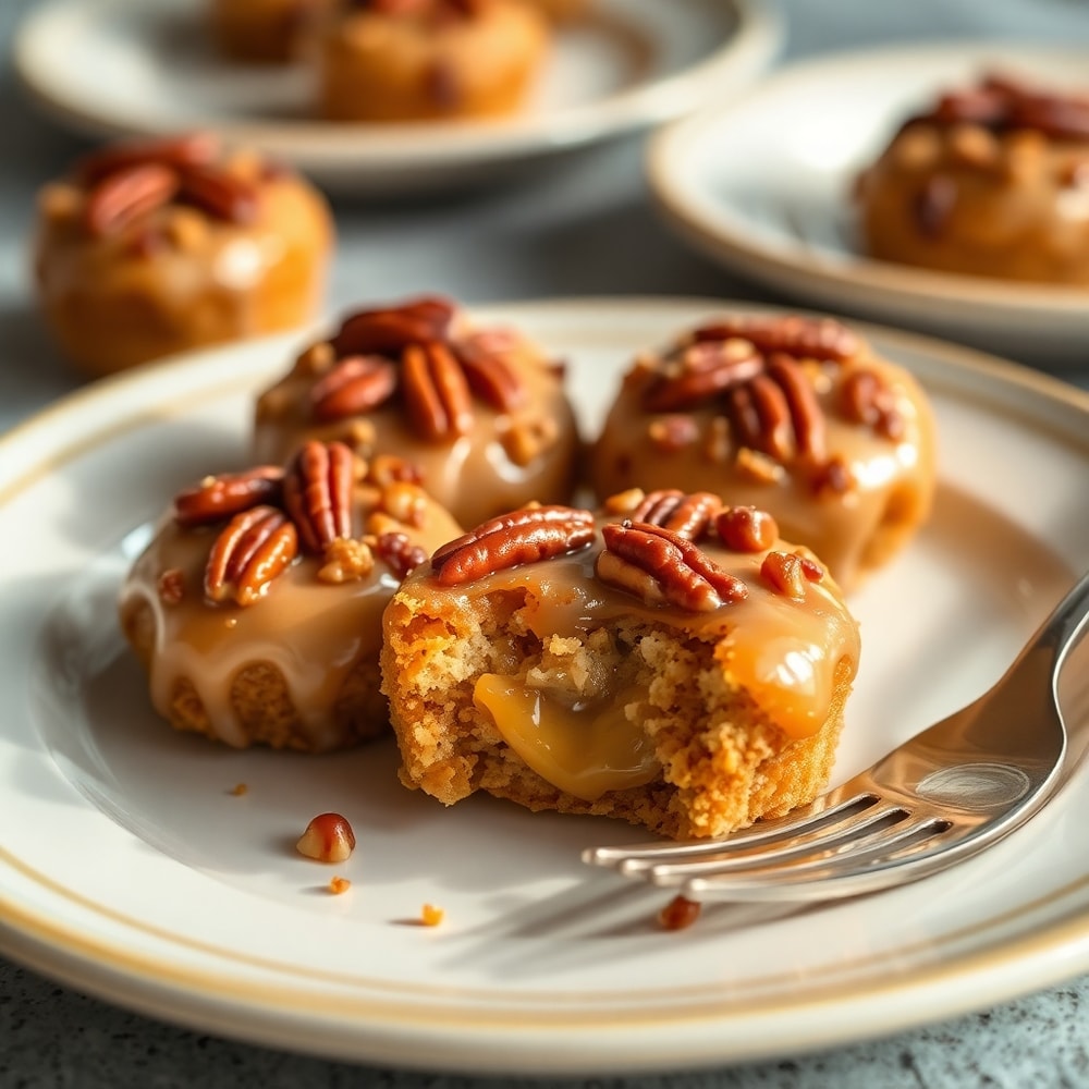 Pecan Crunch Glazed Bites plated on a white dish