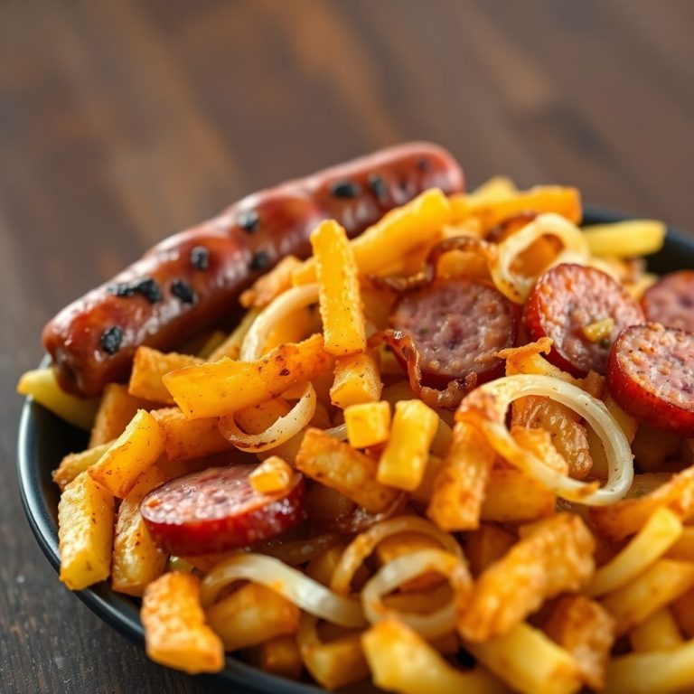 Fried Potatoes, Onions, and Smoked Polish Sausage