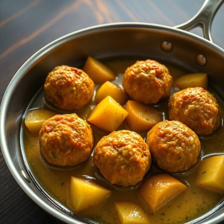 Garlic Butter One-Pan Meatballs and Potatoes