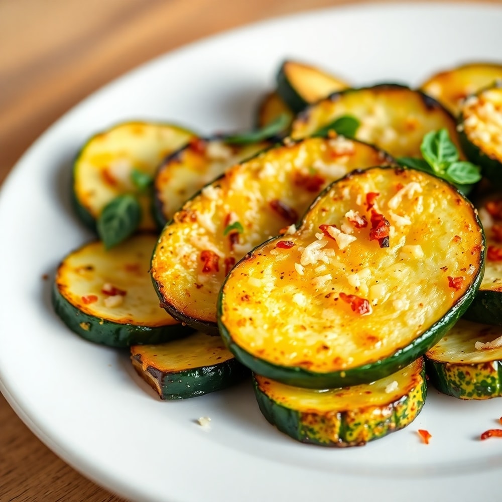Plated Garlic Parmesan Roasted Zucchini