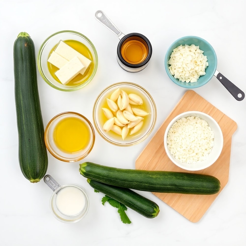 Raw ingredients for Garlic Parmesan Roasted Zucchini