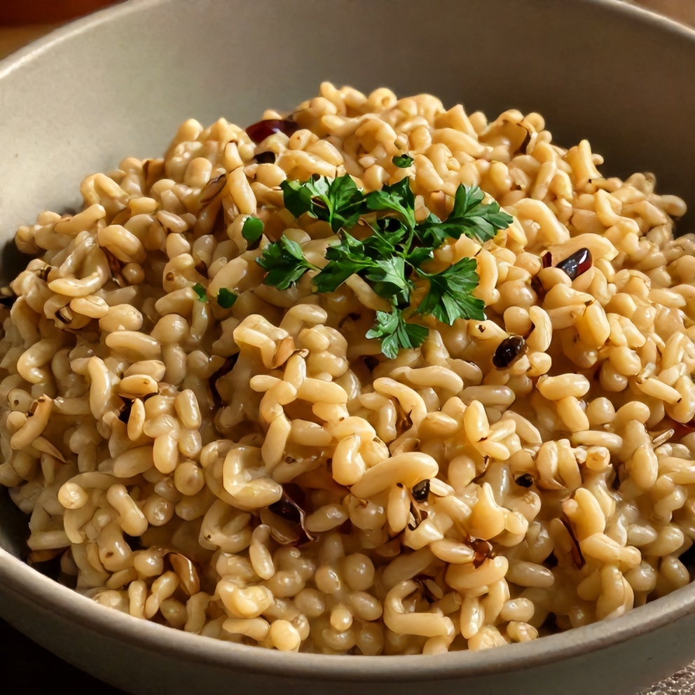 Healthy Quinoa Risotto plated with a sprinkle of fresh parsley