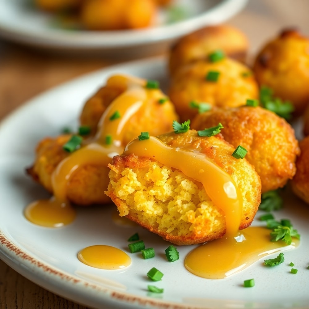 Honey Butter Cornbread Poppers Ready to Serve