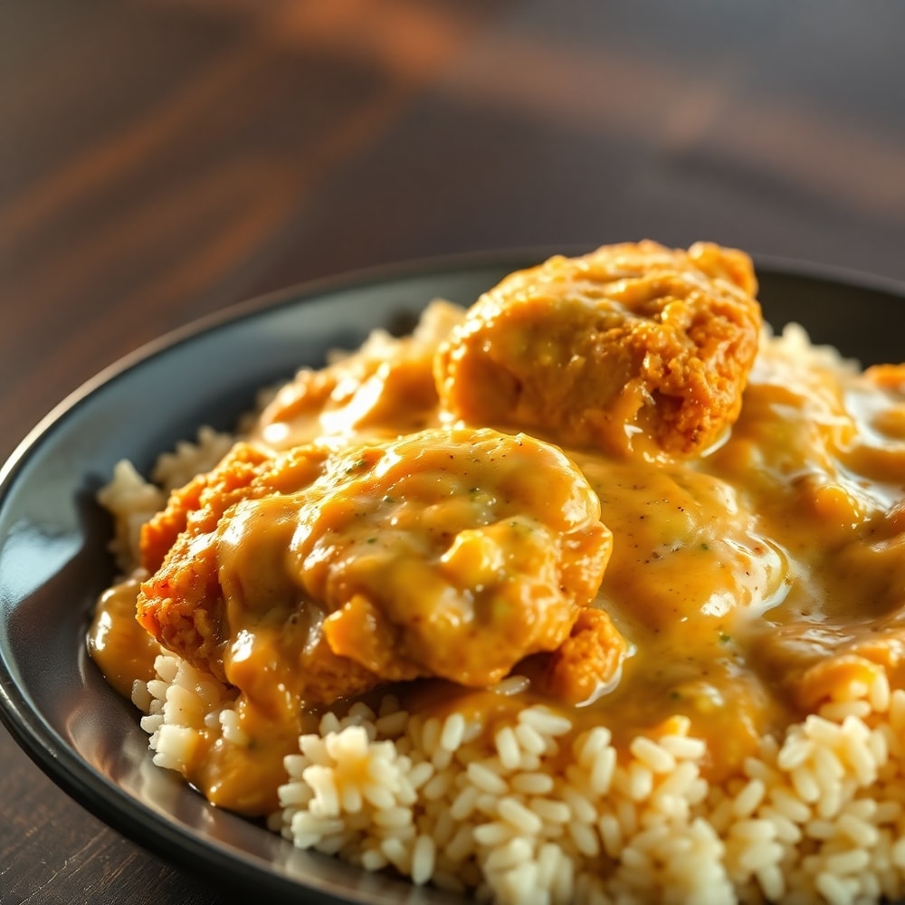 smothered chicken and rice