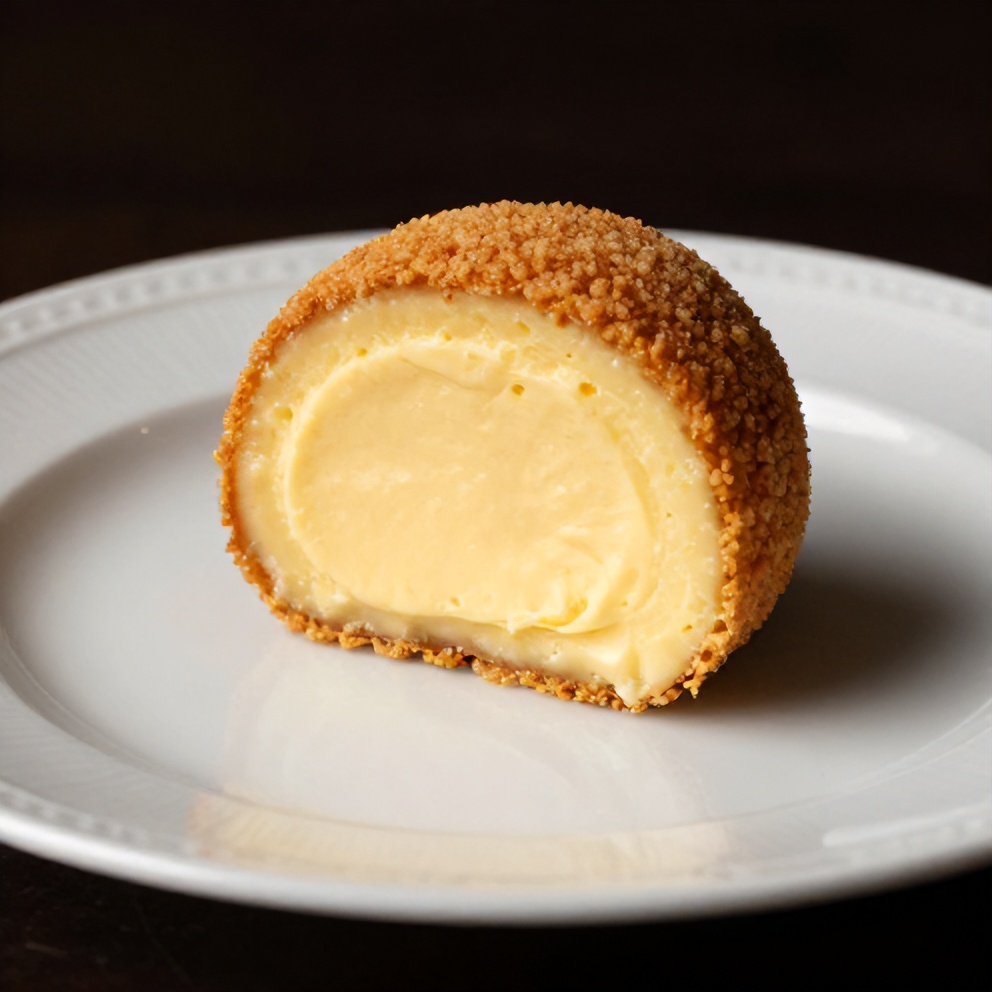 Plated Italian Cream Bombs with vanilla custard