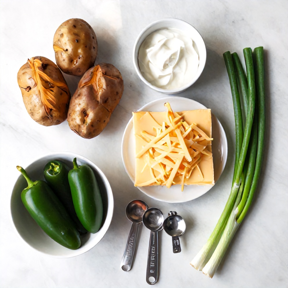 Raw Ingredients for Jalapeno Popper Twice Baked Potatoes
