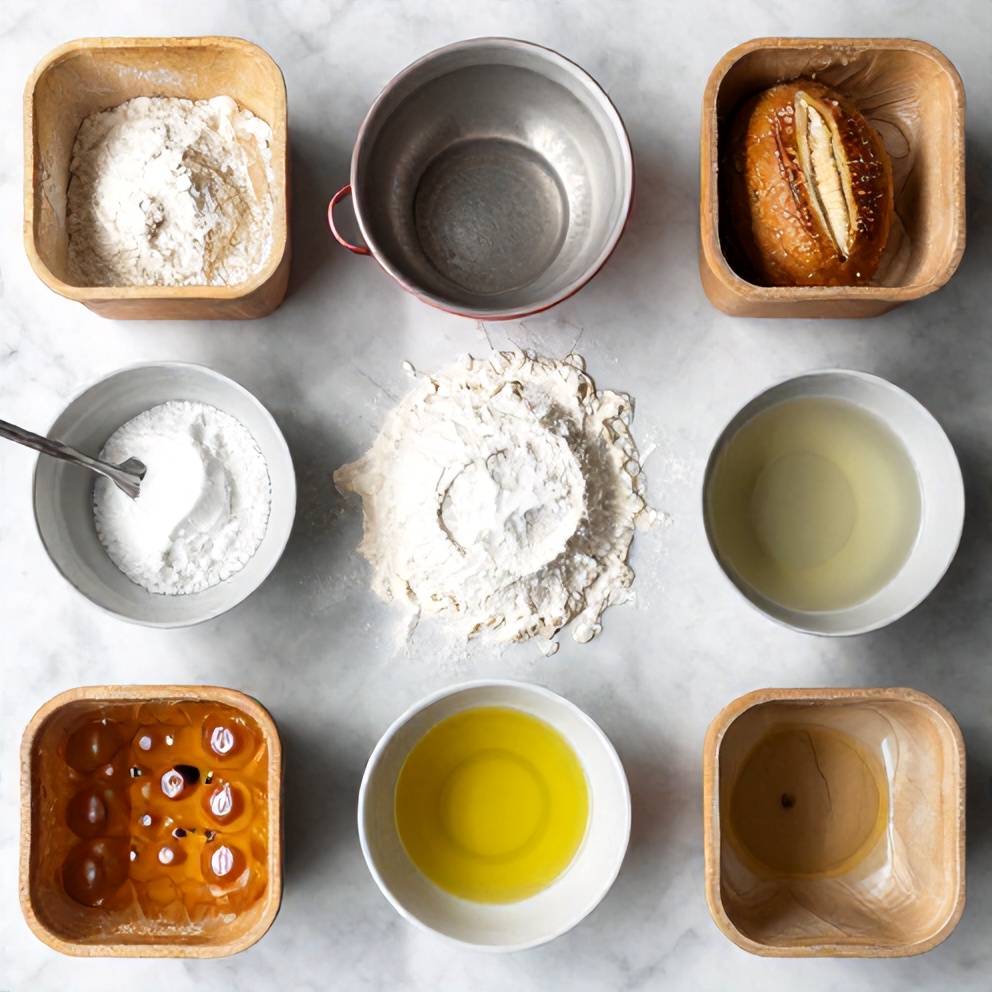 Raw ingredients for Le Creuset bread oven loaves