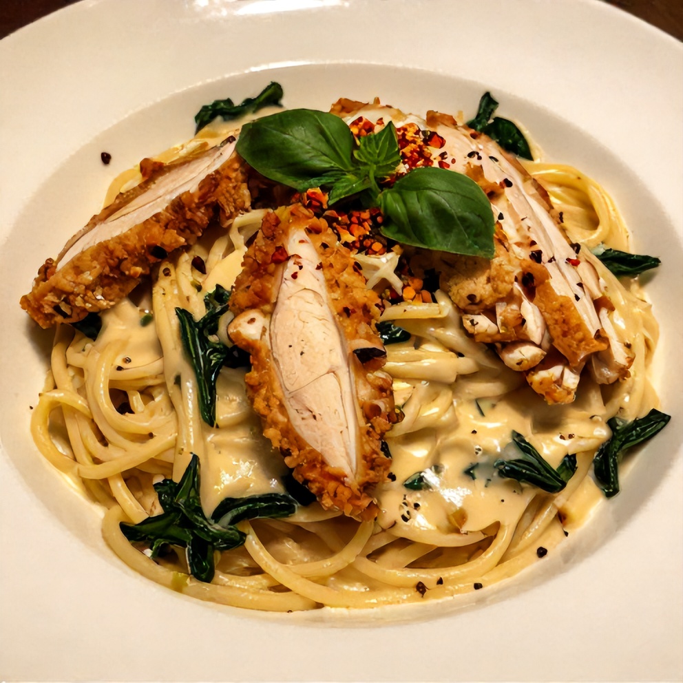 Plated Monterey Chicken Spaghetti Pasta