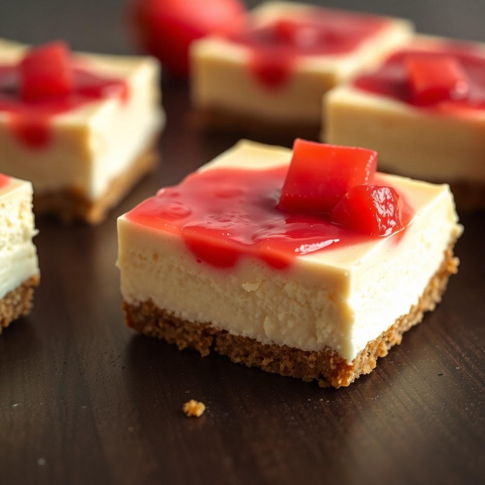 No Bake Rhubarb Cheesecake Squares