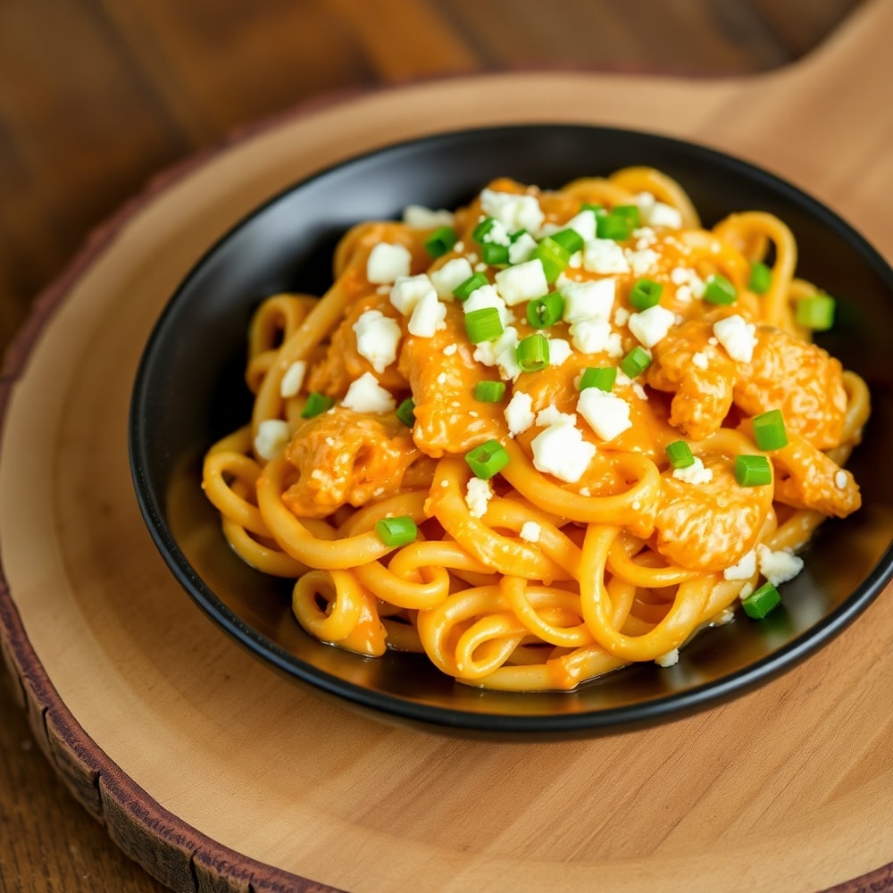 One-Pot Buffalo Chicken Pasta Served