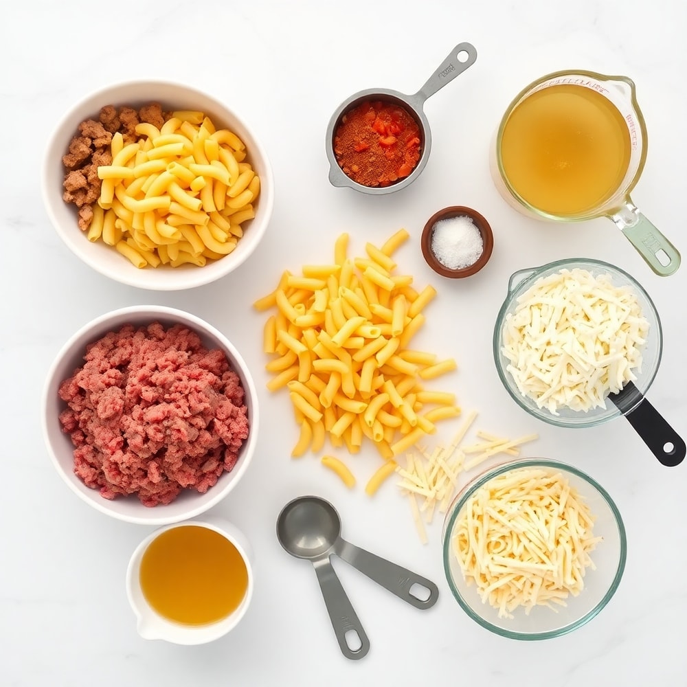 One Pot Cheesy Taco Pasta Ingredients