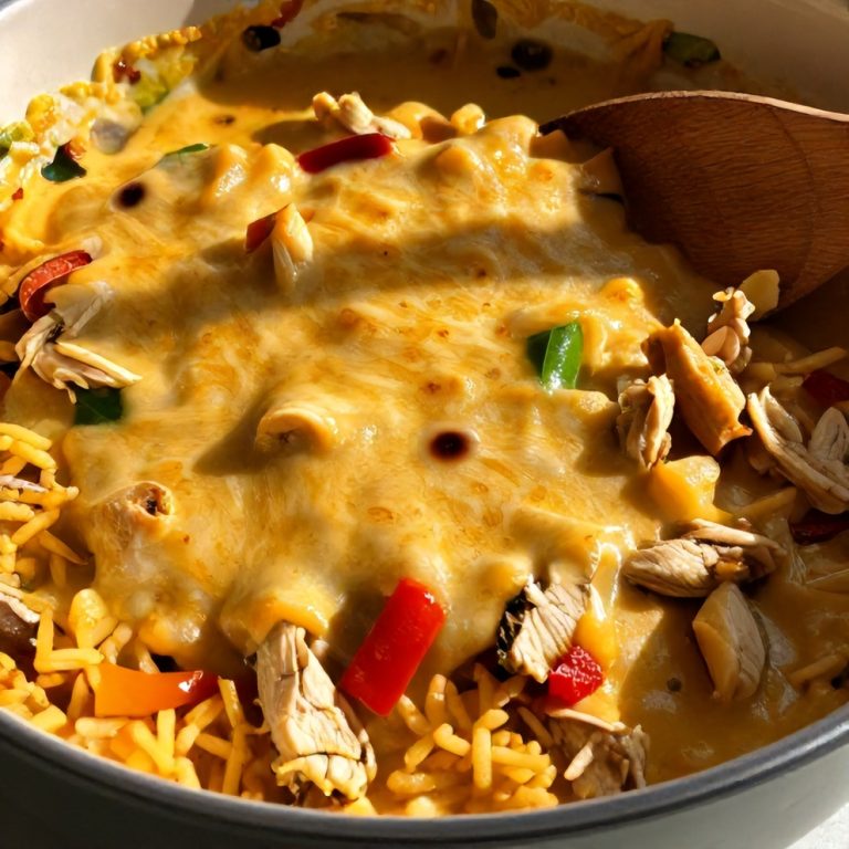 One Pot Queso Chicken and Rice