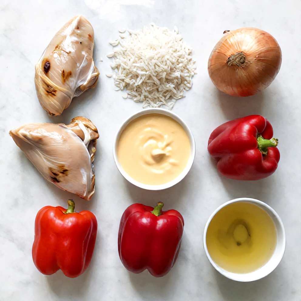 One Pot Queso Chicken and Rice Ingredients