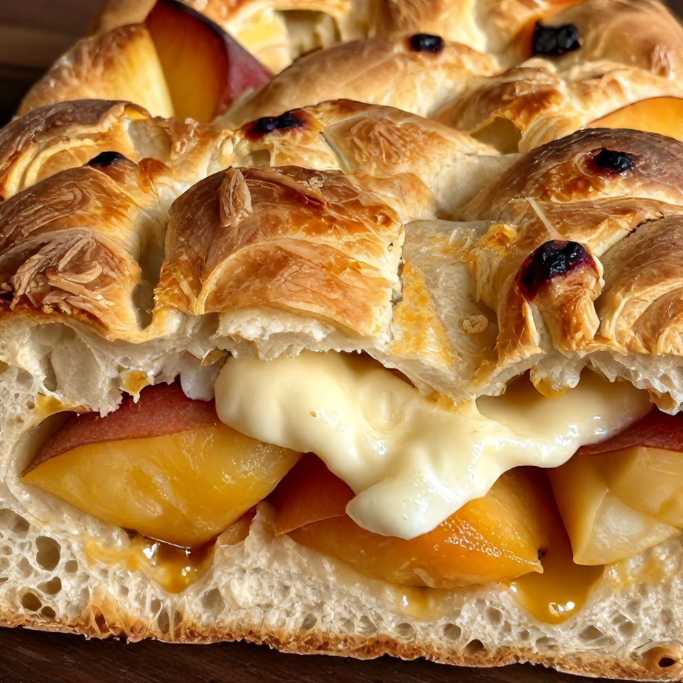 Peaches and Cream Sourdough Focaccia
