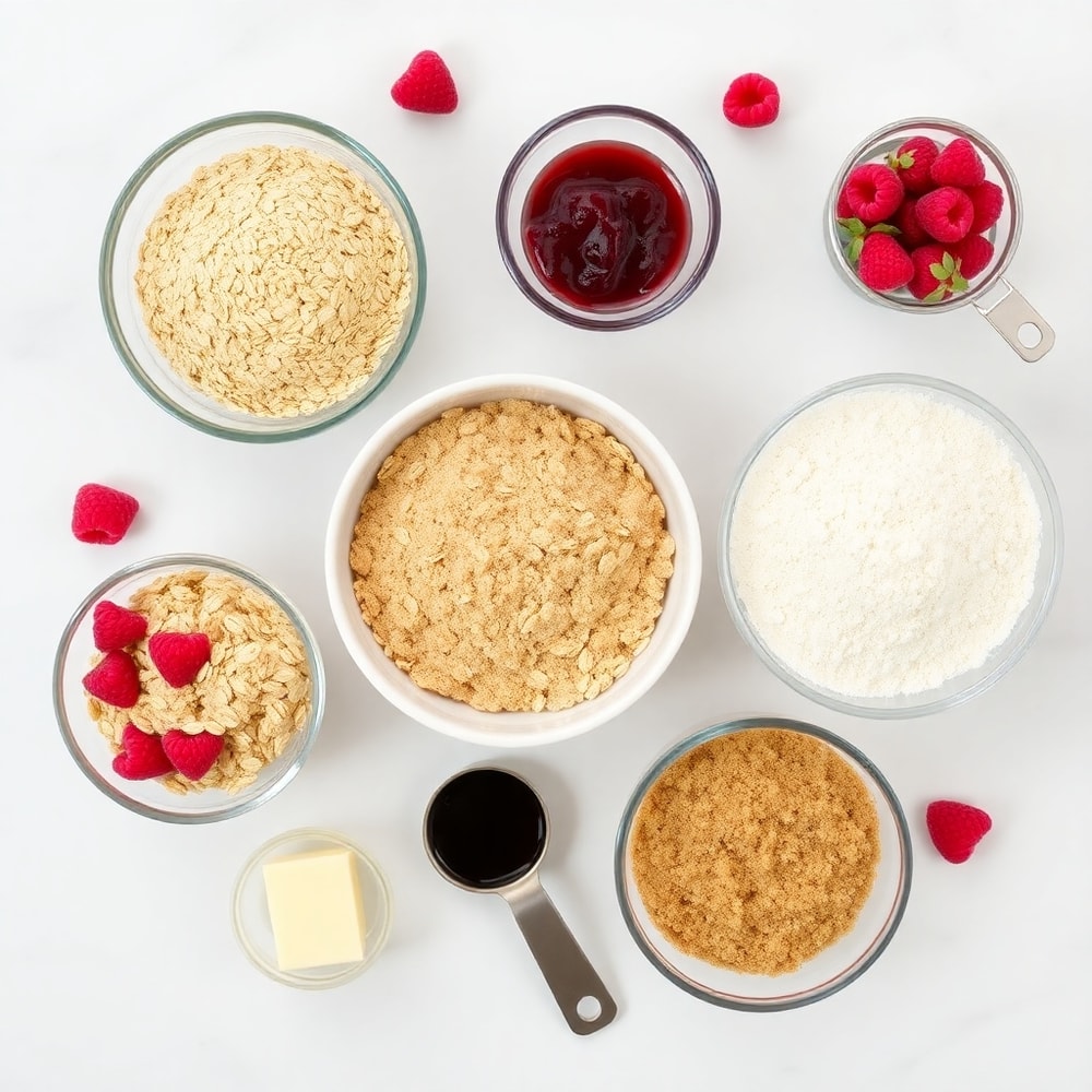Raw Ingredients for Raspberry Oatmeal Crumble Bars