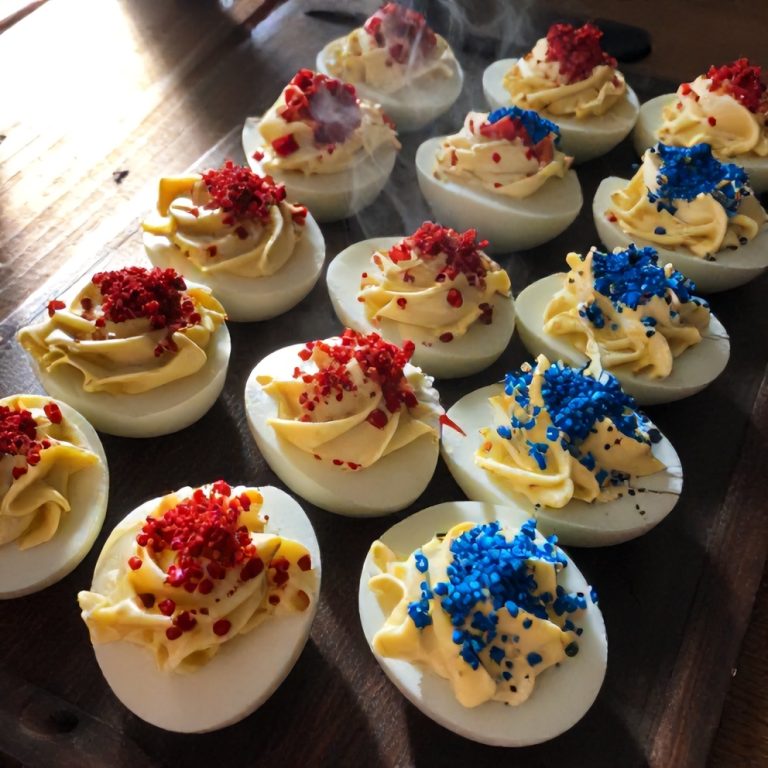 Red White and Blue Deviled Eggs