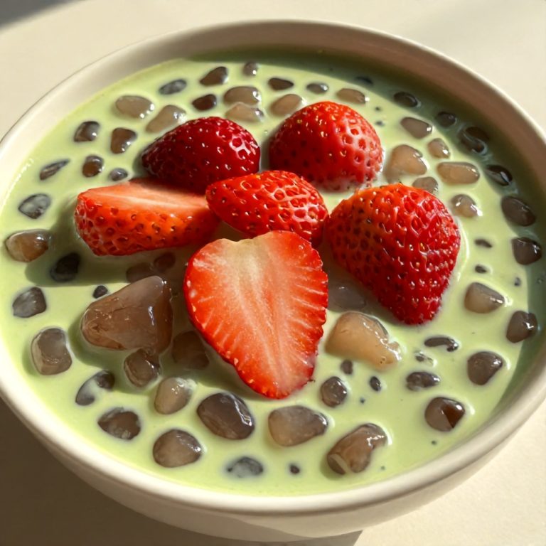 Refreshing Strawberry Matcha Sago Dessert
