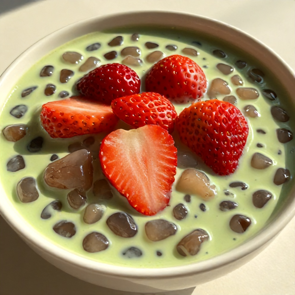 Refreshing Strawberry Matcha Sago Dessert