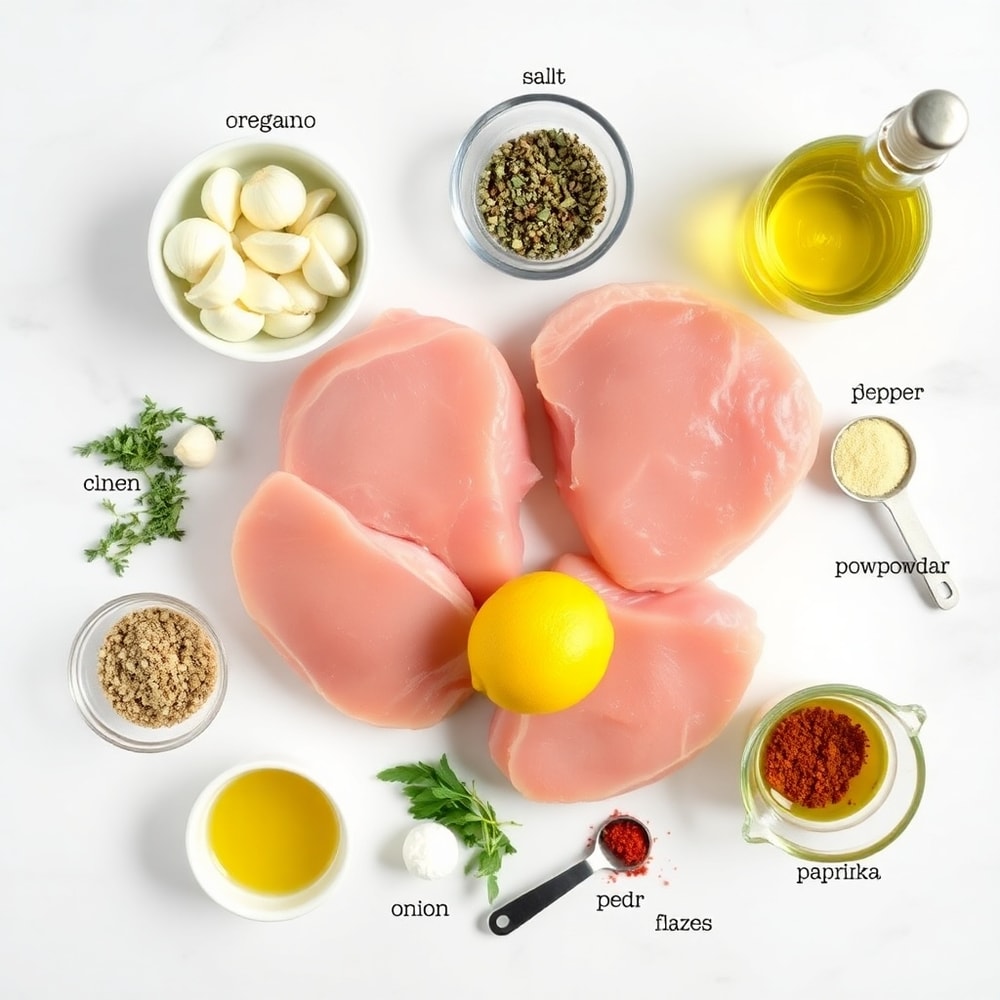 Raw Ingredients for Sheet Pan Lemon Garlic Pork Chops