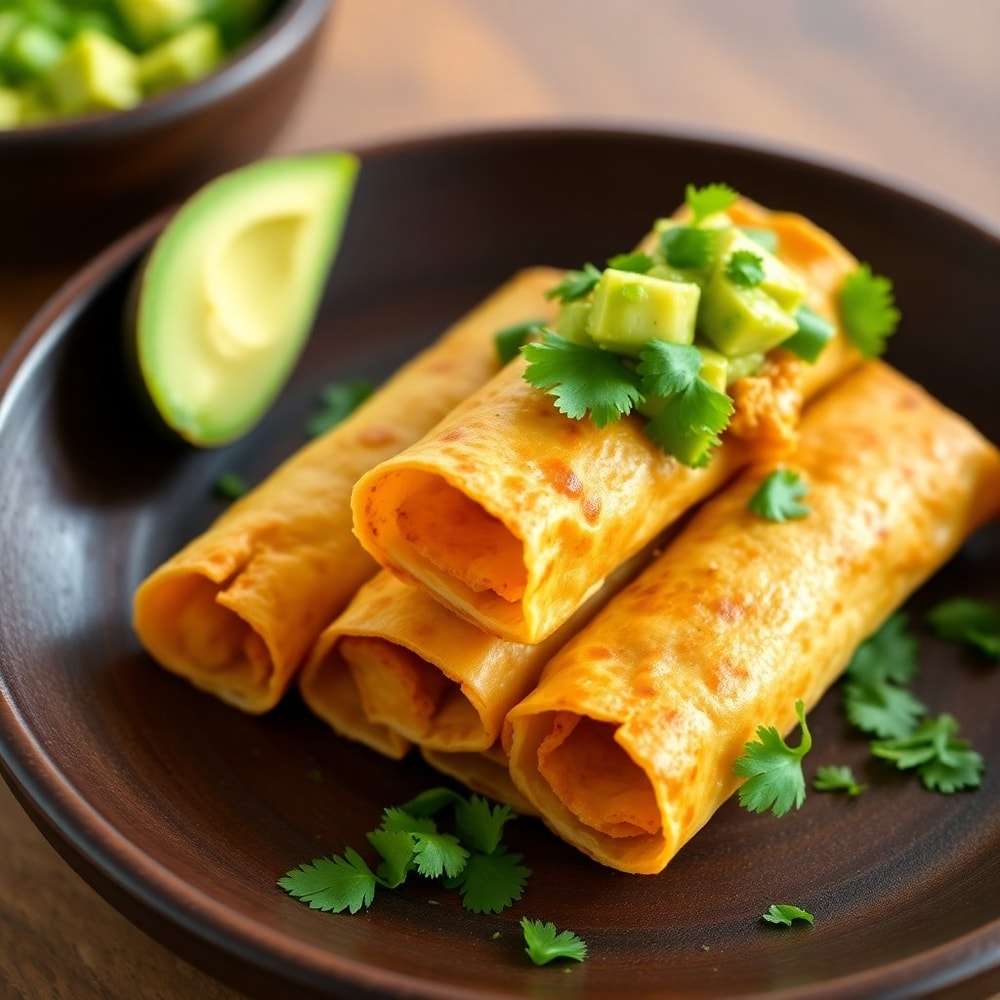 Vegan Taquitos with Avocado Salsa